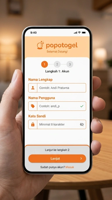 Tampilan halaman daftar popotogel