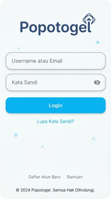 Tampilan halaman login popotogel