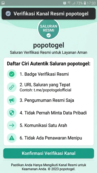 Tampilan kanal resmi popotogel