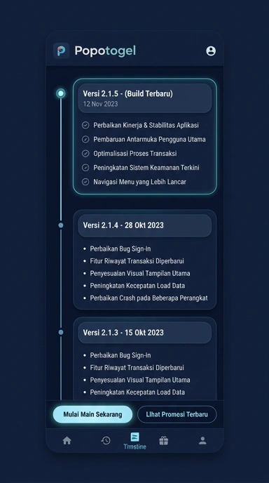 Tampilan riwayat versi popotogel